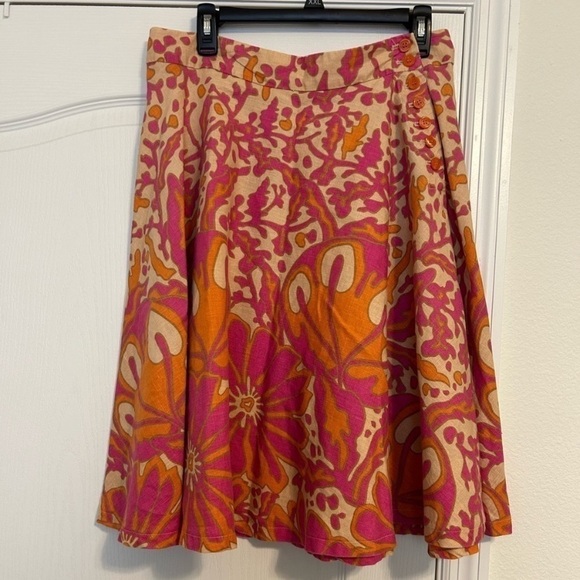 Floral A-Line Skirt in Pink and Orange - Picture 1 of 3